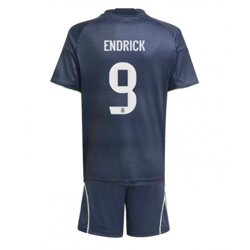 Stroje piłkarskie Real Madrid Endrick #9 Koszulka Wyjazdowej dla dzieci 2025-26 Krótki Rękaw (+ szorty)